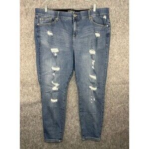 Torrid Women's 24R Premium Stretch Bombshell Skinny Ankle Denim Jeans Distressed